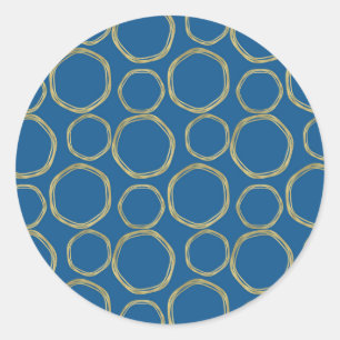 Goldene Kreise und hellblau modern trendy Runder Aufkleber