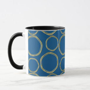 Goldene Kreise und hellblaue moderne Trend Tasse