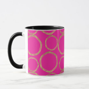 Goldene Kreise und hellrosa Helle lustige moderne  Tasse