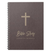 Goldene Kreuz-Leichtbraun-Lederschauspiel-Studie Notizblock (Vorderseite)