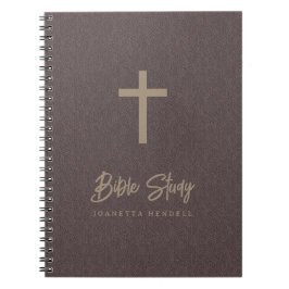 Goldene Kreuz-Leichtbraun-Lederschauspiel-Studie Notizblock