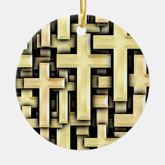 Goldene Kreuze Keramik Ornament (Vorne)