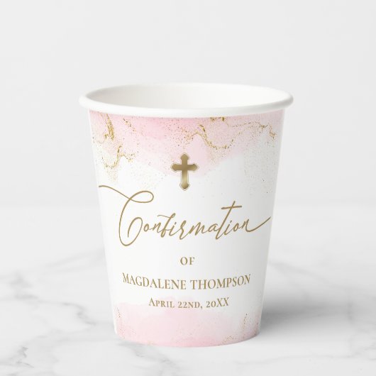 Goldene Kreuzname Girl-Bestätigung Pappbecher (Vorderseite)