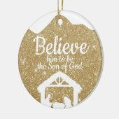 Goldene Krippe Baby Jesus Schriftzug Weihnachtsdek Keramik Ornament (Links)