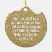 Goldene Krippe Baby Jesus Schriftzug Weihnachtsdek Keramik Ornament (Hinten)
