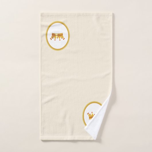 Goldene Krone auf beigem Sand Badhandtuch Set (Handtuch)
