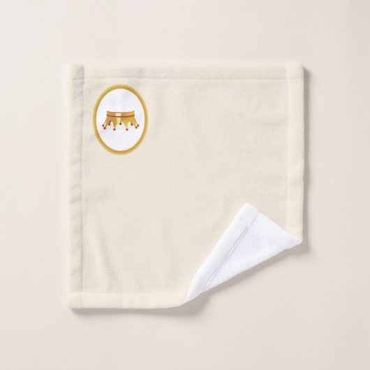 Goldene Krone auf beigem Sand Badhandtuch Set (Waschlappen)