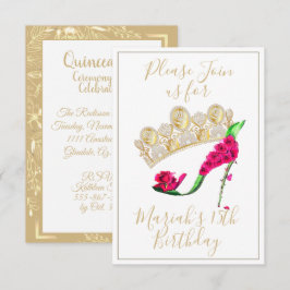 Goldene Krone, Blumenhain High Heel Shoe Einladung