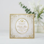 Goldene Krone, Elegant, Einladung in Quinceanera (Stehend Vorderseite)