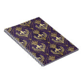Goldene Krone Fleur-de-lis Regales Lila Muster Kun Notizblock (Rechte Seite)