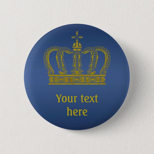 Goldene Krone + Ihr Text Button (Vorderseite)