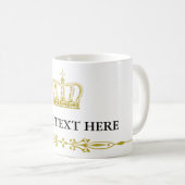 Goldene Krone + Ihr Text und Ihr Hintergrund Kaffeetasse (VorderseiteRechts)