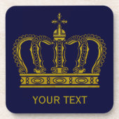 Goldene Krone + Ihr Text Untersetzer (Vorderseite)