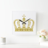 Goldene Krone + Ihre Ideen Quadratische Wanduhr (Zuhause)
