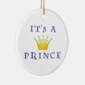 Goldene Krone "It's a Prince" mit Zauberer Schrift Keramikornament (Rechts)