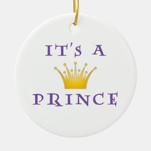 Goldene Krone "It's a Prince" mit Zauberer Schrift Keramikornament (Vorne)