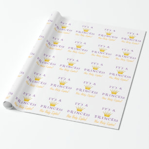 Goldene Krone "It's a Princess" mit Wizard Schrift Geschenkpapier