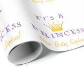 Goldene Krone "It's a Princess" mit Wizard Schrift Geschenkpapier (Rolleneckpunkt)