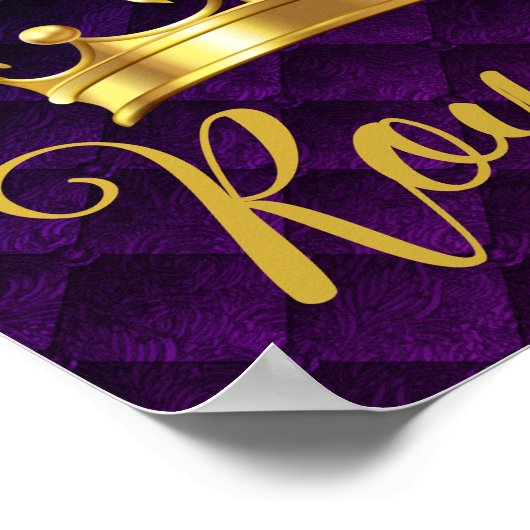 Goldene Krone Lila Pinselspitze Poster (Ecke)