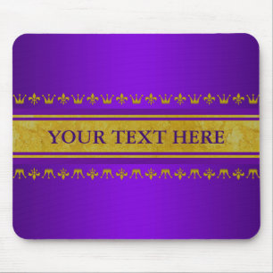 Goldene Krone & Lilienrand + Ihr Text & Hintergrun Mousepad