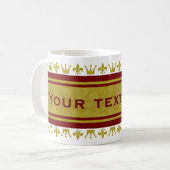 Goldene Krone & Lily Border + Ihr Text Kaffeetasse (Vorderseite Links)