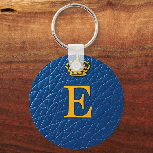 Goldene Krone Oberhalb Stilftiger Buchstabe E Schlüsselanhänger (Vorderseite)