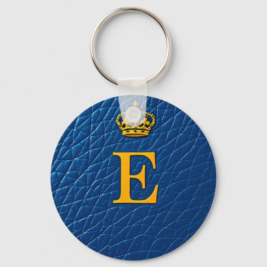 Goldene Krone Oberhalb Stilftiger Buchstabe E Schlüsselanhänger (Rückseite)