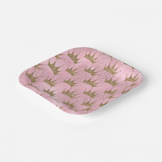 Goldene Krone Pappteller (Gewinkelt)