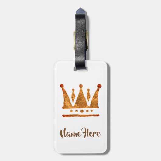 Goldene Krone personalisierte Luggae Umbauten Gepäckanhänger (Rückseite vertikal)
