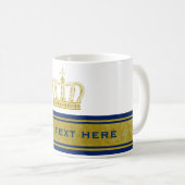 Goldene Krone + Text und Hintergrund Kaffeetasse (VorderseiteRechts)