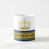 Goldene Krone + Text und Hintergrund Kaffeetasse (Mittel)