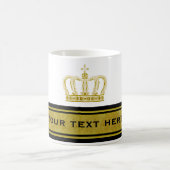 Goldene Krone + Text und Hintergrund Kaffeetasse (Mittel)