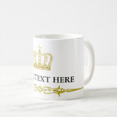 Goldene Krone + Text und Hintergrund Kaffeetasse (VorderseiteRechts)