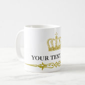 Goldene Krone + Text und Hintergrund Kaffeetasse (Vorderseite Links)