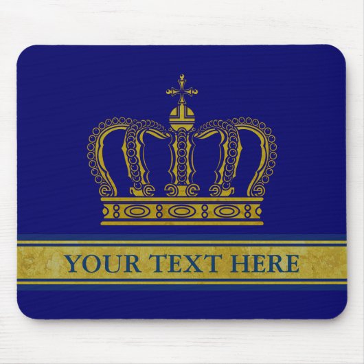 Goldene Krone + Text und Hintergrund Mousepad (Vorne)