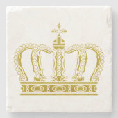 Goldene Krone + Text und Hintergrund Steinuntersetzer (Vorderseite)