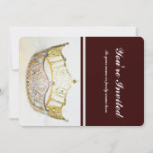 Goldene Krone und braune Metallic Einladung (Vorderseite)