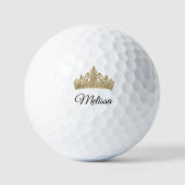 Goldene Krone und individueller Name Hübsch Golfball (Vorderseite)