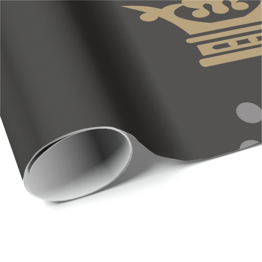 Goldene Kronen auf schwarzem Hintergrund, nahtlose Geschenkpapier (Rolleneckpunkt)
