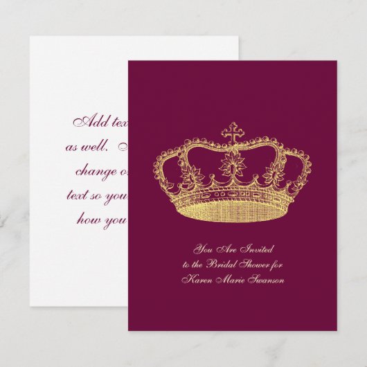 Goldene Kronen Einladung (Vorne/Hinten)