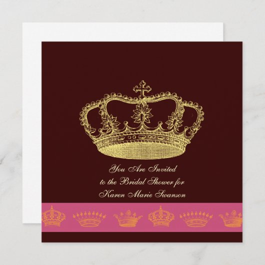 Goldene Kronen Einladung (Vorne/Hinten)