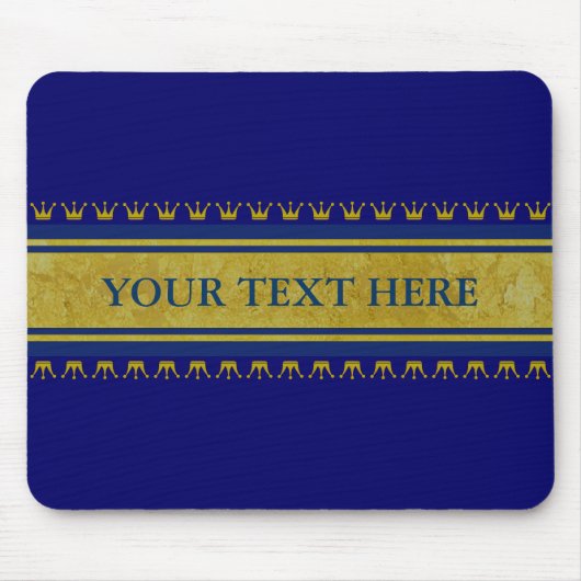 Goldene Kronen Grenze + Text und Hintergrund Mousepad (Vorne)