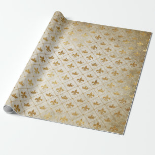 Goldene Kronen-Königliche Grungy Elfenbein-Velours Geschenkpapier