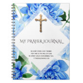 Goldene Kruzifix | Blue Dahlias | Prayer Journal Notizblock (Vorderseite)