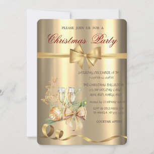 Goldene Kugeln,Schleife,Rentiere Weihnachtsfeier  Einladung