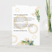 Goldene Kugeln und botanische Hochzeitsprogrammkar Karte (Rückseite)