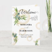Goldene Kugeln und botanische Hochzeitsprogrammkar Karte (Vorderseite)