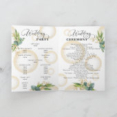 Goldene Kugeln und botanische Hochzeitsprogrammkar Karte (Innenseite)