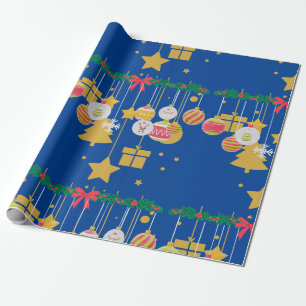 Goldene Kugeln und grüner Girlanden-Mattverpackung Geschenkpapier