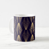 Goldene Kunst Deko Pattern. Nahtlose dunkelblaue R Kaffeetasse (Vorderseite Links)